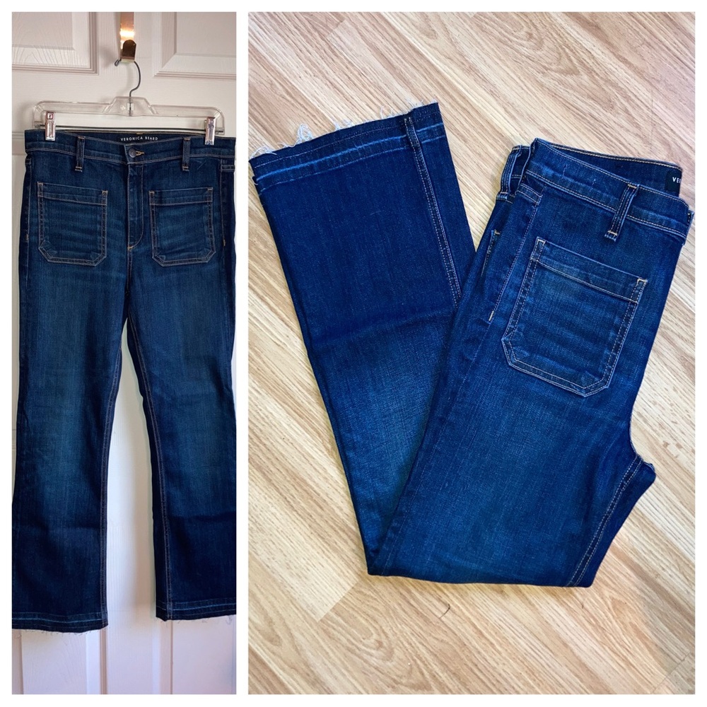 Veronica Beard Carolyn 10” Baby Boot Dark Vintage Wash Denim Blue Jeans sz 28